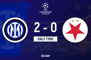 半场-国米暂2-0布拉格斯拉维亚 劳塔罗笑纳门将送礼邓弗里斯破门